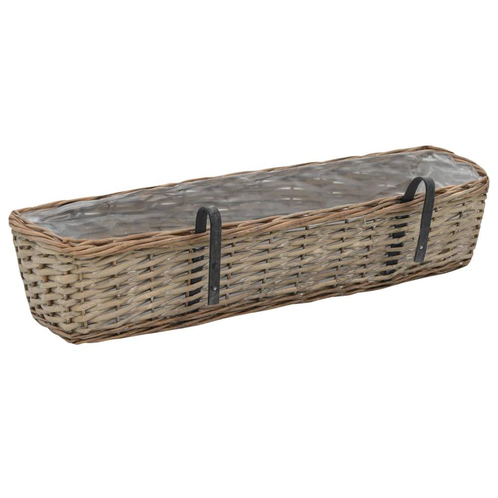 Balcony Planter 2 pcs Wicker with PE Lining 31.5". Picture 3