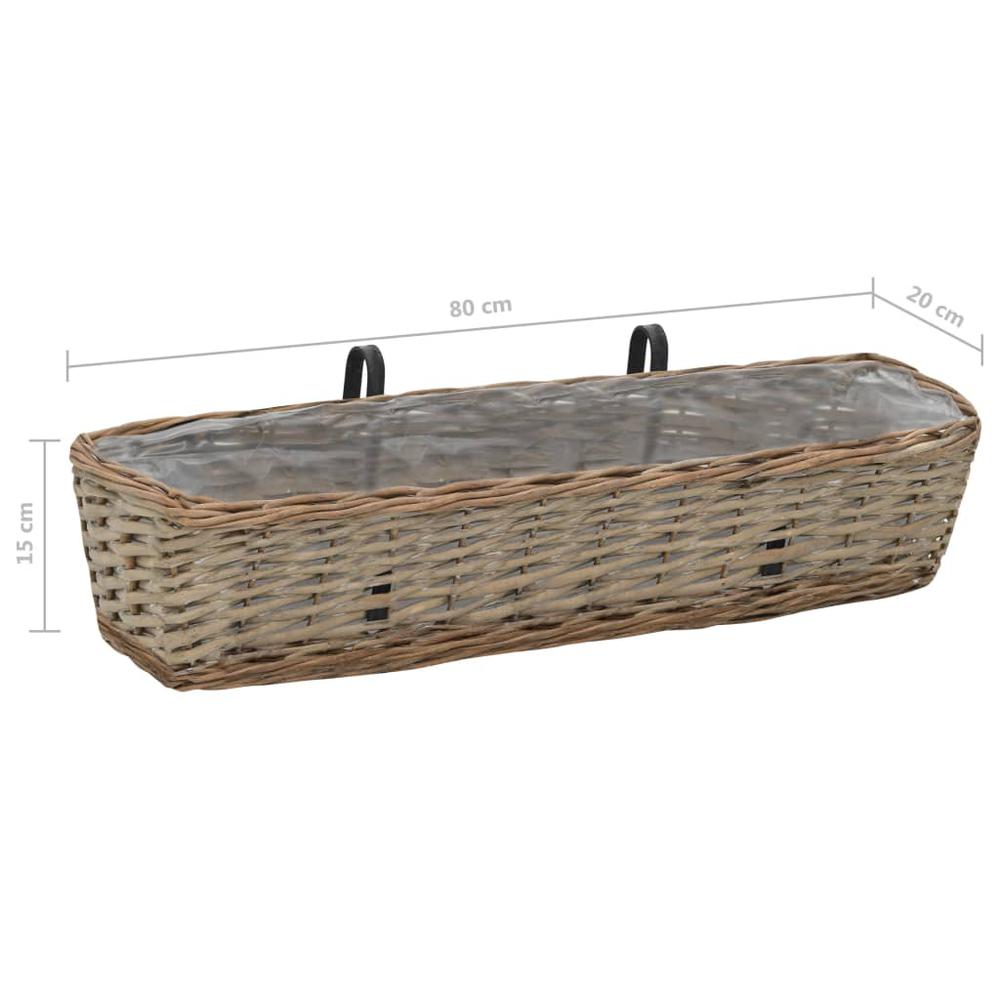 Balcony Planter 2 pcs Wicker with PE Lining 31.5". Picture 5