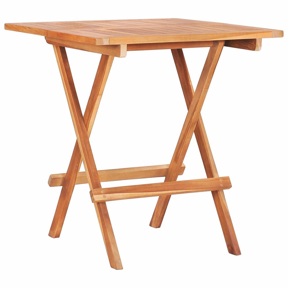 vidaXL Folding Bistro Table 23.6"x23.6"x25.6" Solid Teak Wood, 48996. Picture 1