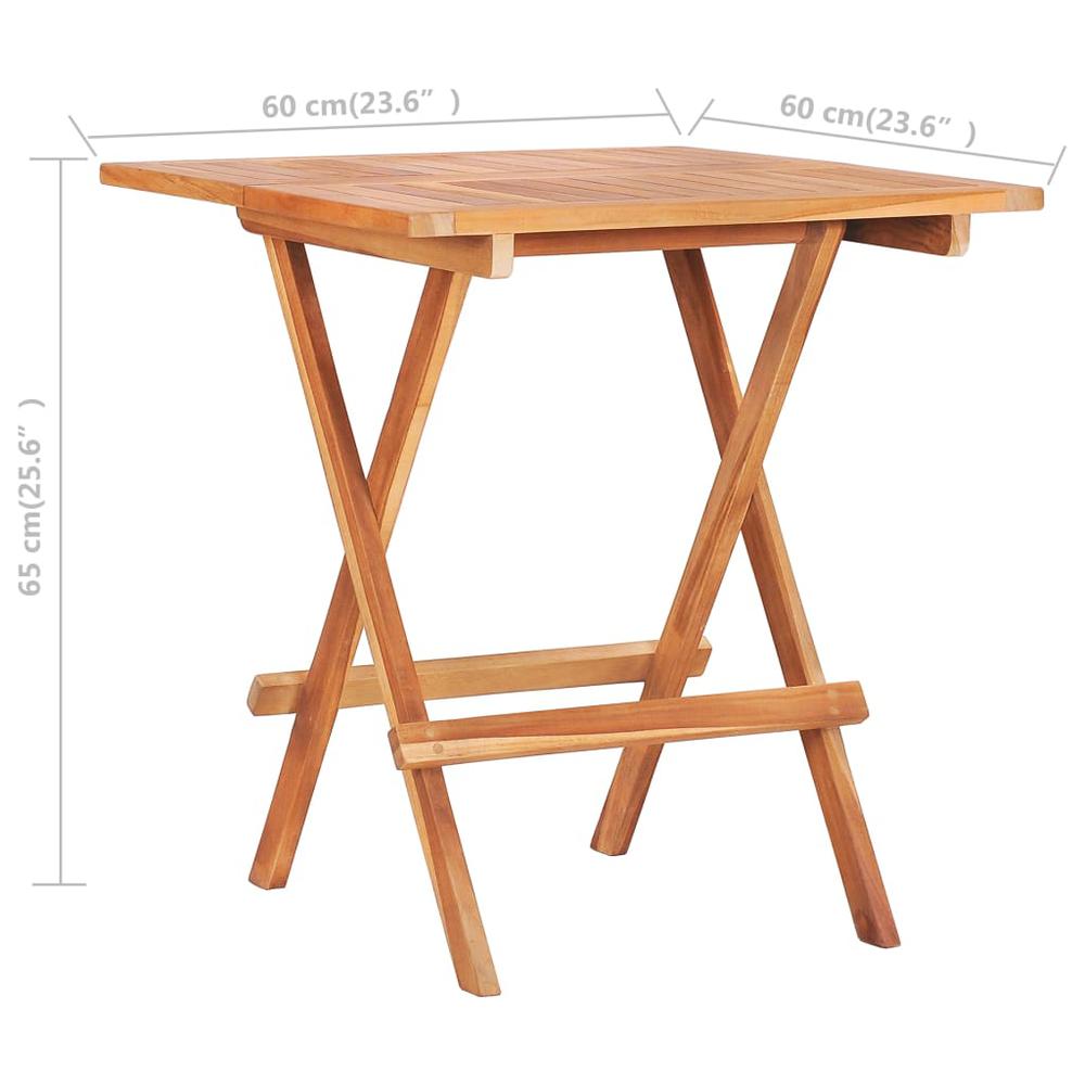 vidaXL Folding Bistro Table 23.6"x23.6"x25.6" Solid Teak Wood, 48996. Picture 7