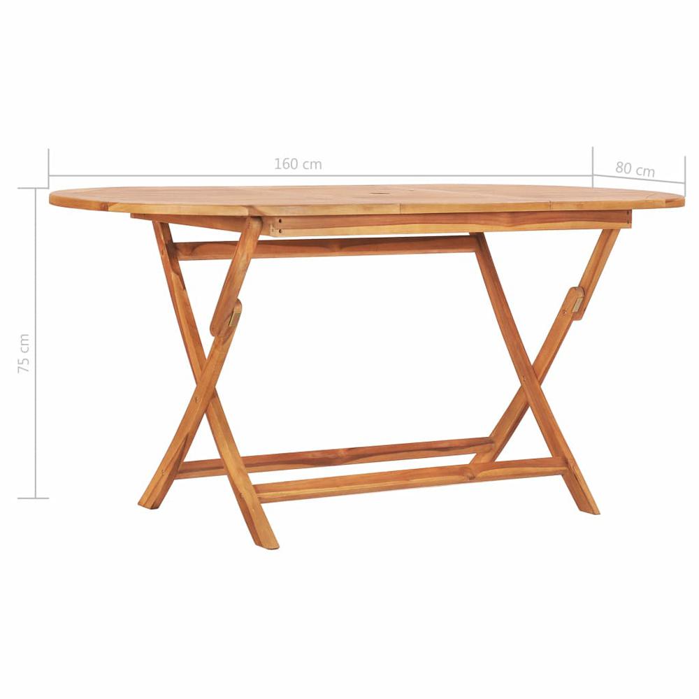 vidaXL Folding Garden Table 62.9"x31.4"x29.5" Solid Teak Wood, 48998. Picture 6