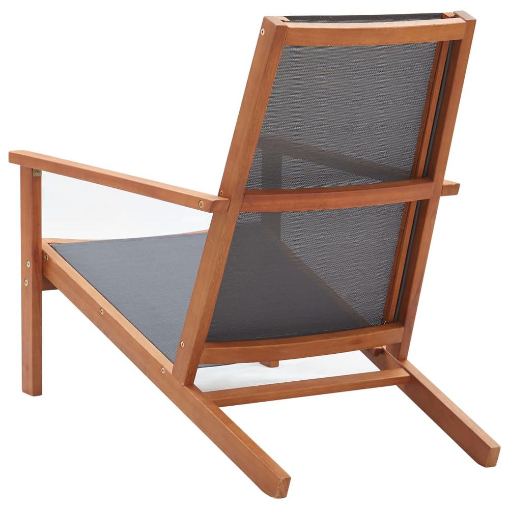 Patio Lounge Chair Gray Solid Wood Eucalyptus and Textilene. Picture 3