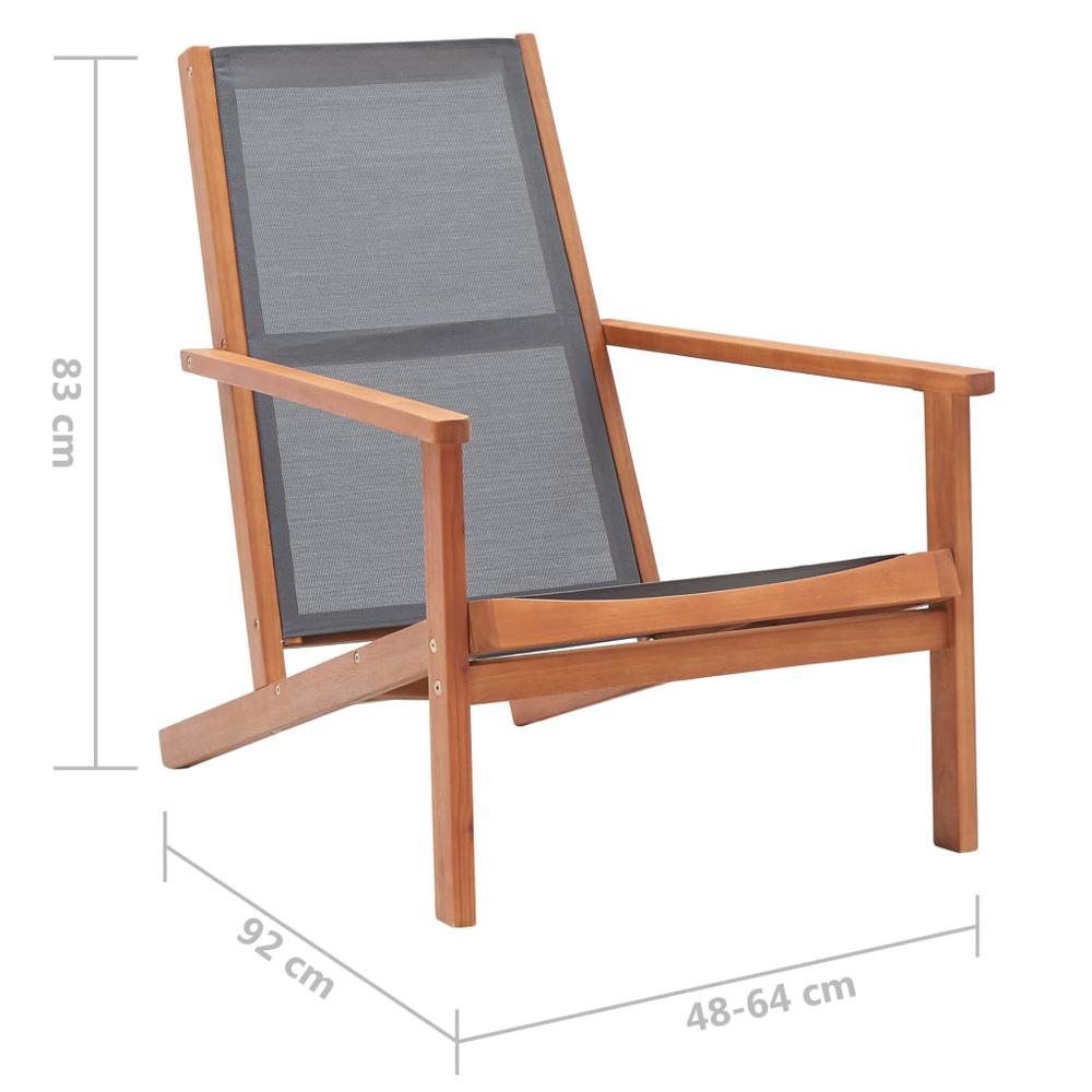 Patio Lounge Chair Gray Solid Wood Eucalyptus and Textilene. Picture 6
