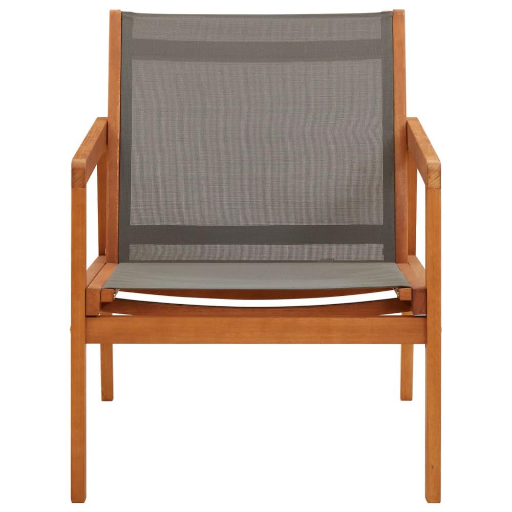 Patio Lounge Chair Gray Solid Wood Eucalyptus and Textilene. Picture 1