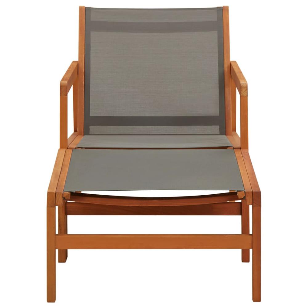 Patio Chair with Footrest Gray Solid Wood Eucalyptus and Textilene. Picture 1