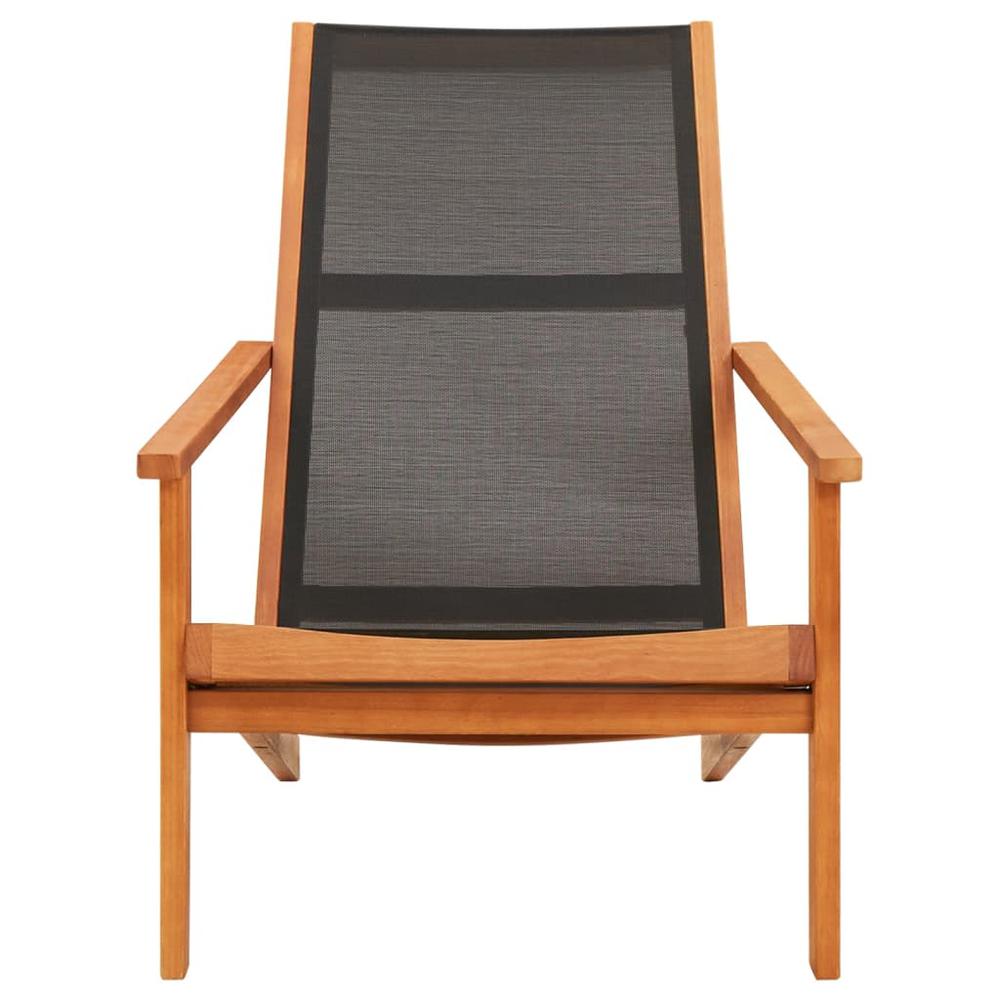 Patio Lounge Chair Black Solid Wood Eucalyptus and Textilene. Picture 1