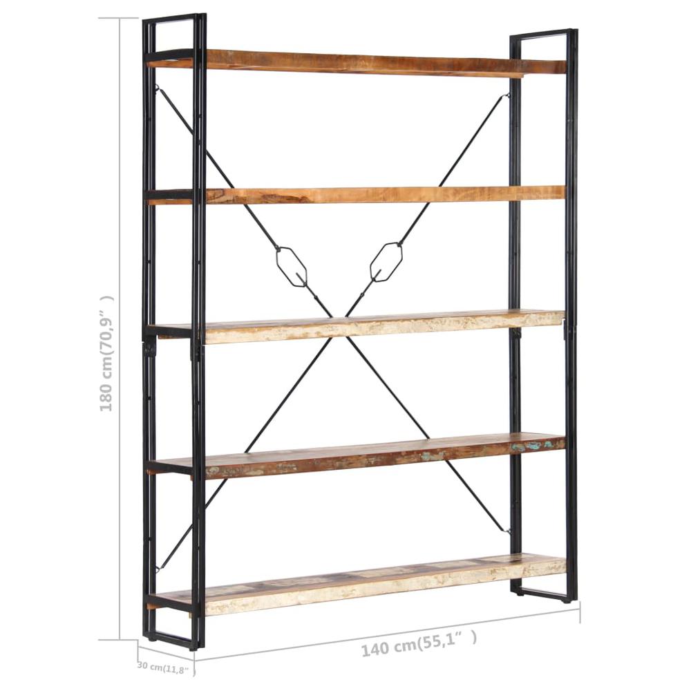 vidaXL 5-Tier Bookcase 55.1"x11.8"x70.9" Solid Reclaimed Wood, 286583. Picture 6