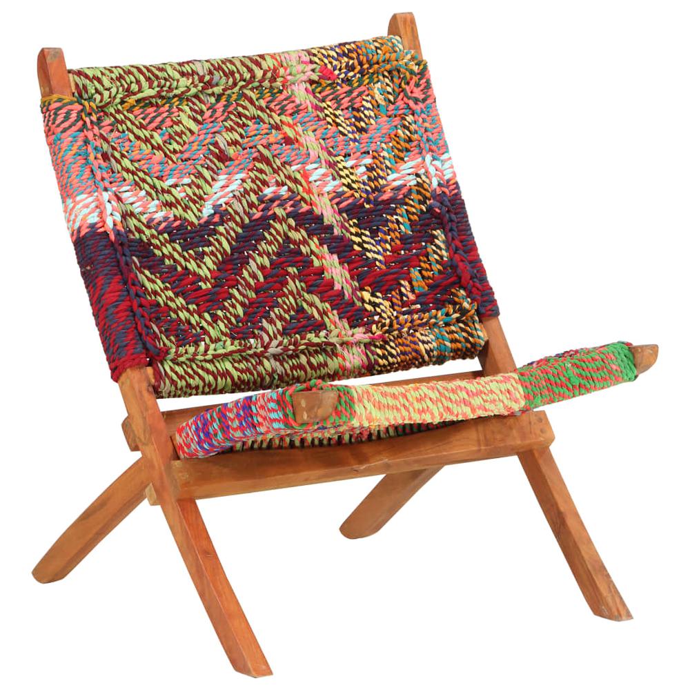 vidaXL Folding Chindi Chair Multicolors Fabric, 286608. Picture 1