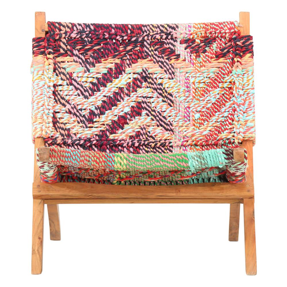 vidaXL Folding Chindi Chair Multicolors Fabric, 286608. Picture 2