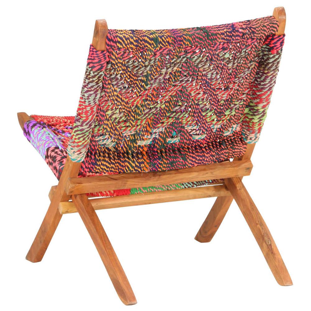 vidaXL Folding Chindi Chair Multicolors Fabric, 286608. Picture 4