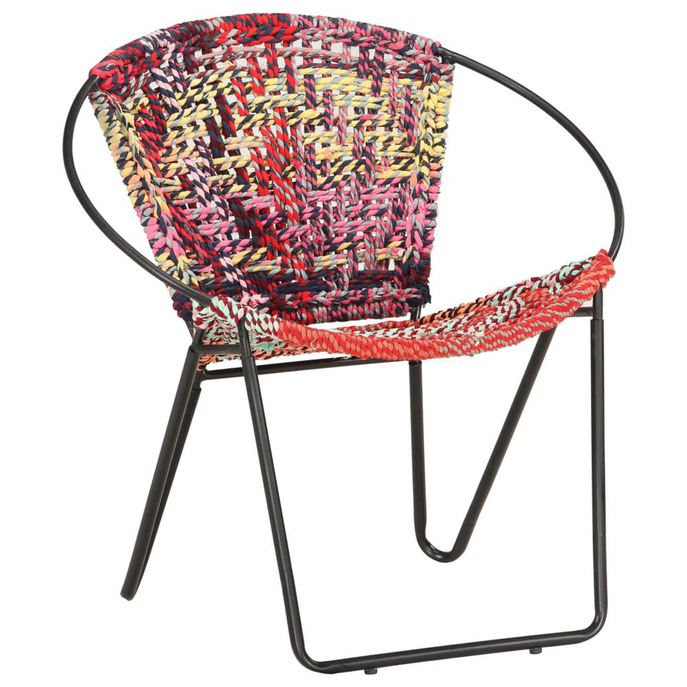 vidaXL Circle Chair Multicolors Chindi Fabric, 286609. Picture 1