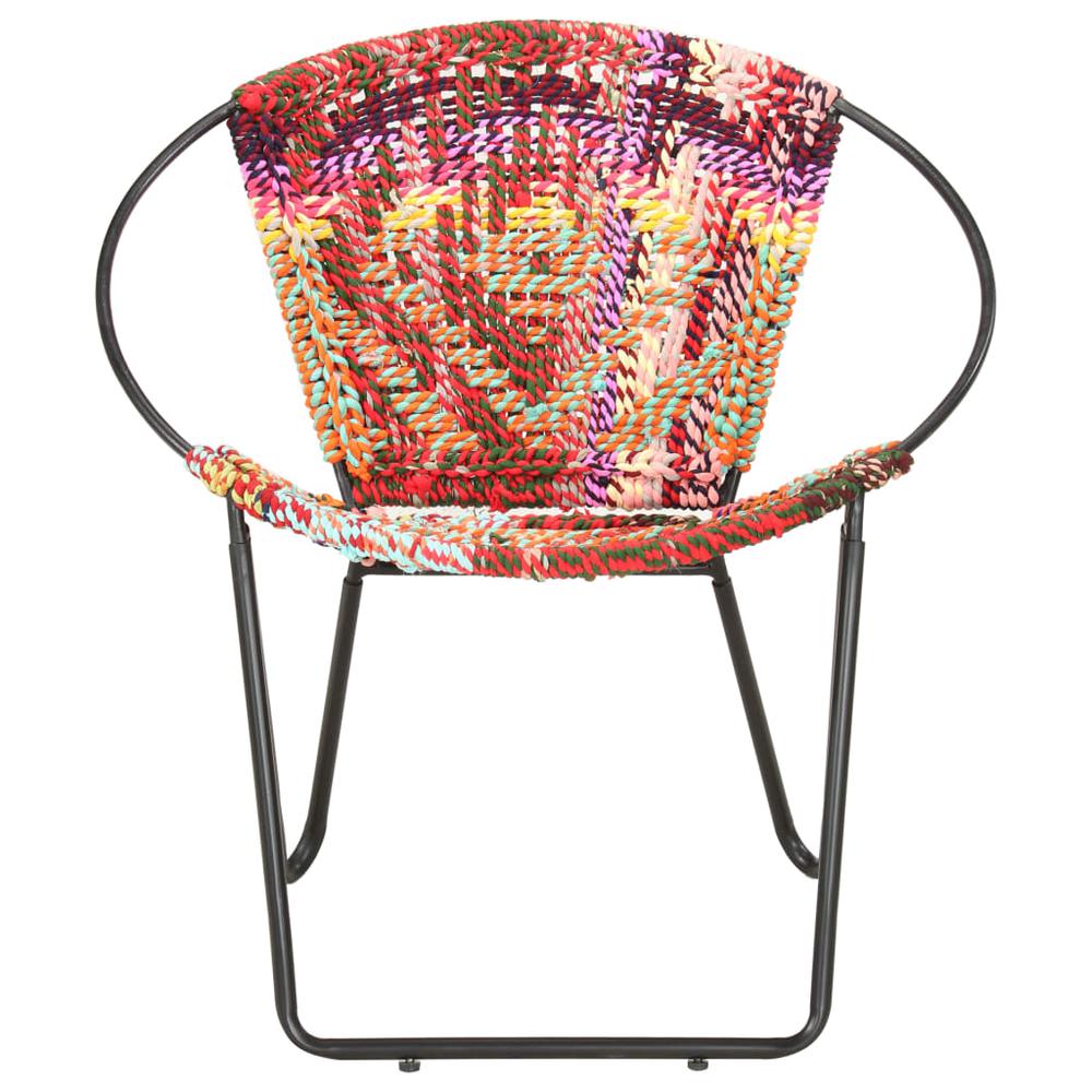 vidaXL Circle Chair Multicolors Chindi Fabric, 286609. Picture 2