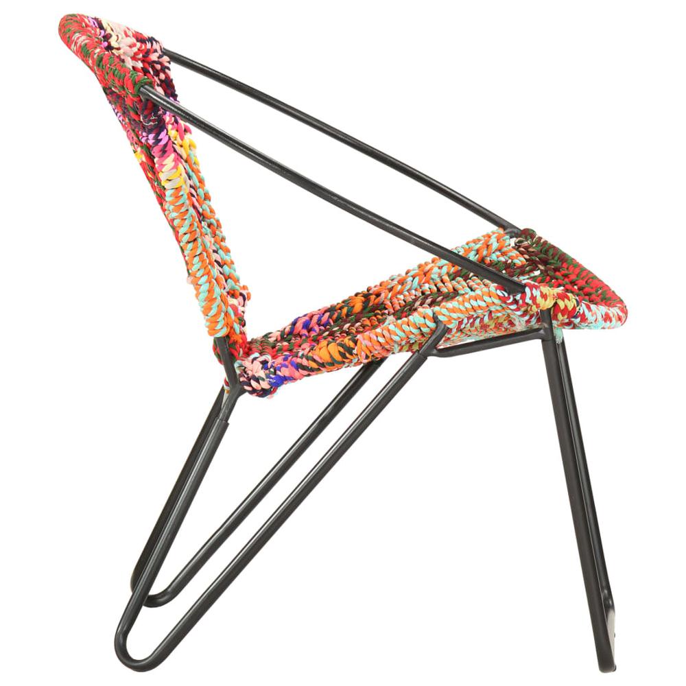 vidaXL Circle Chair Multicolors Chindi Fabric, 286609. Picture 3