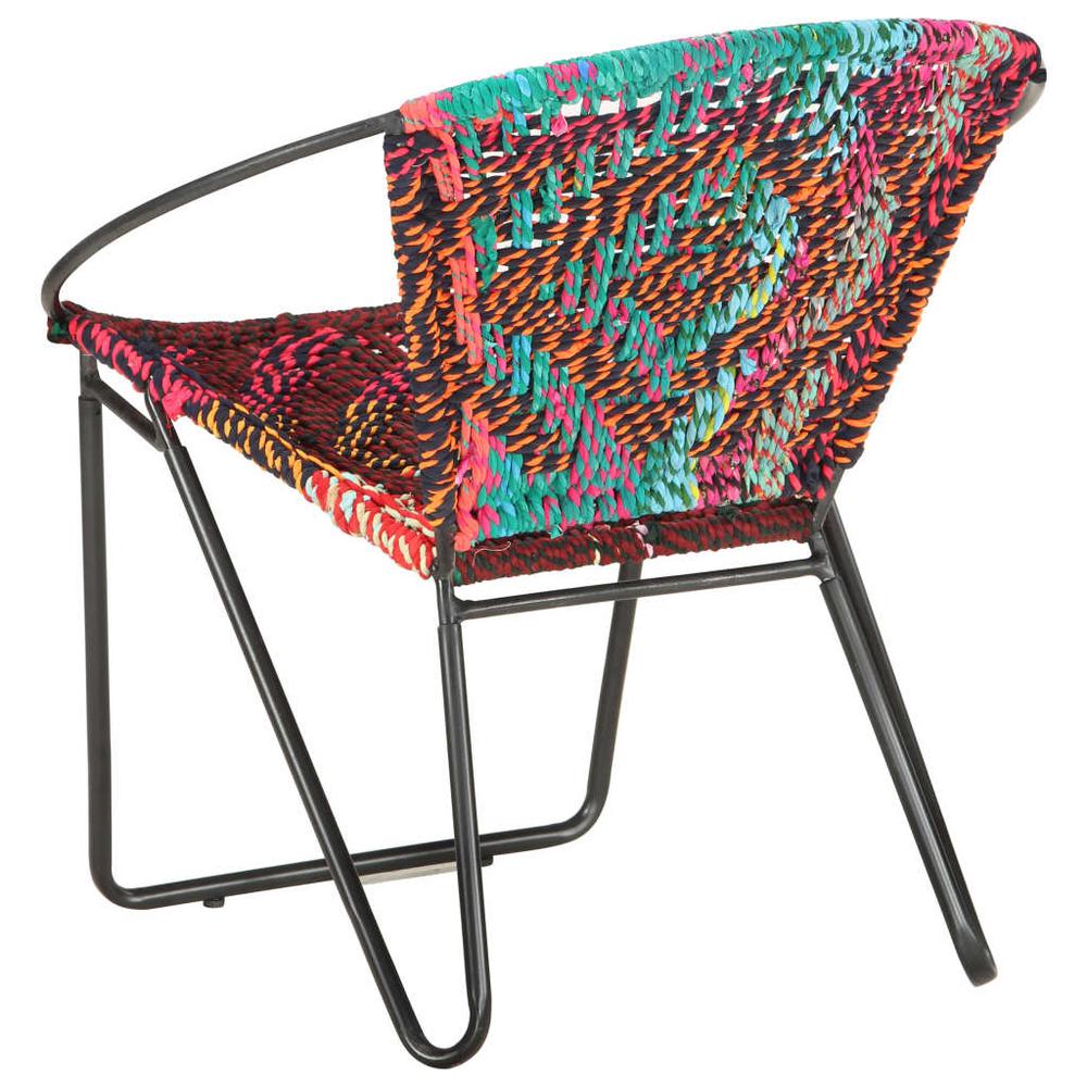 vidaXL Circle Chair Multicolors Chindi Fabric, 286609. Picture 4