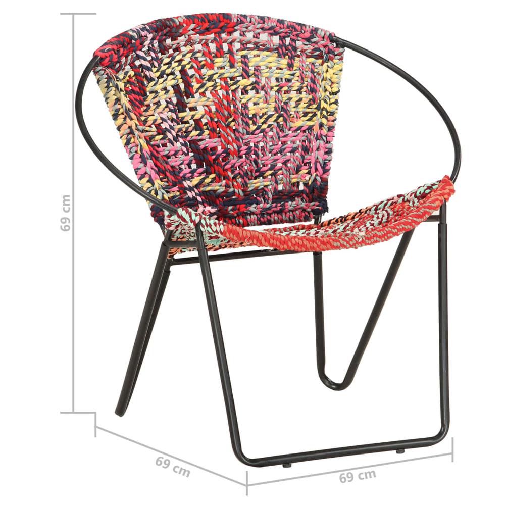 vidaXL Circle Chair Multicolors Chindi Fabric, 286609. Picture 7