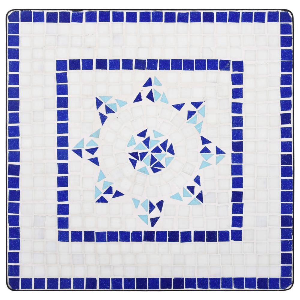 vidaXL 3 Piece Mosaic Bistro Set Ceramic Tile Blue and White, 279413. Picture 4
