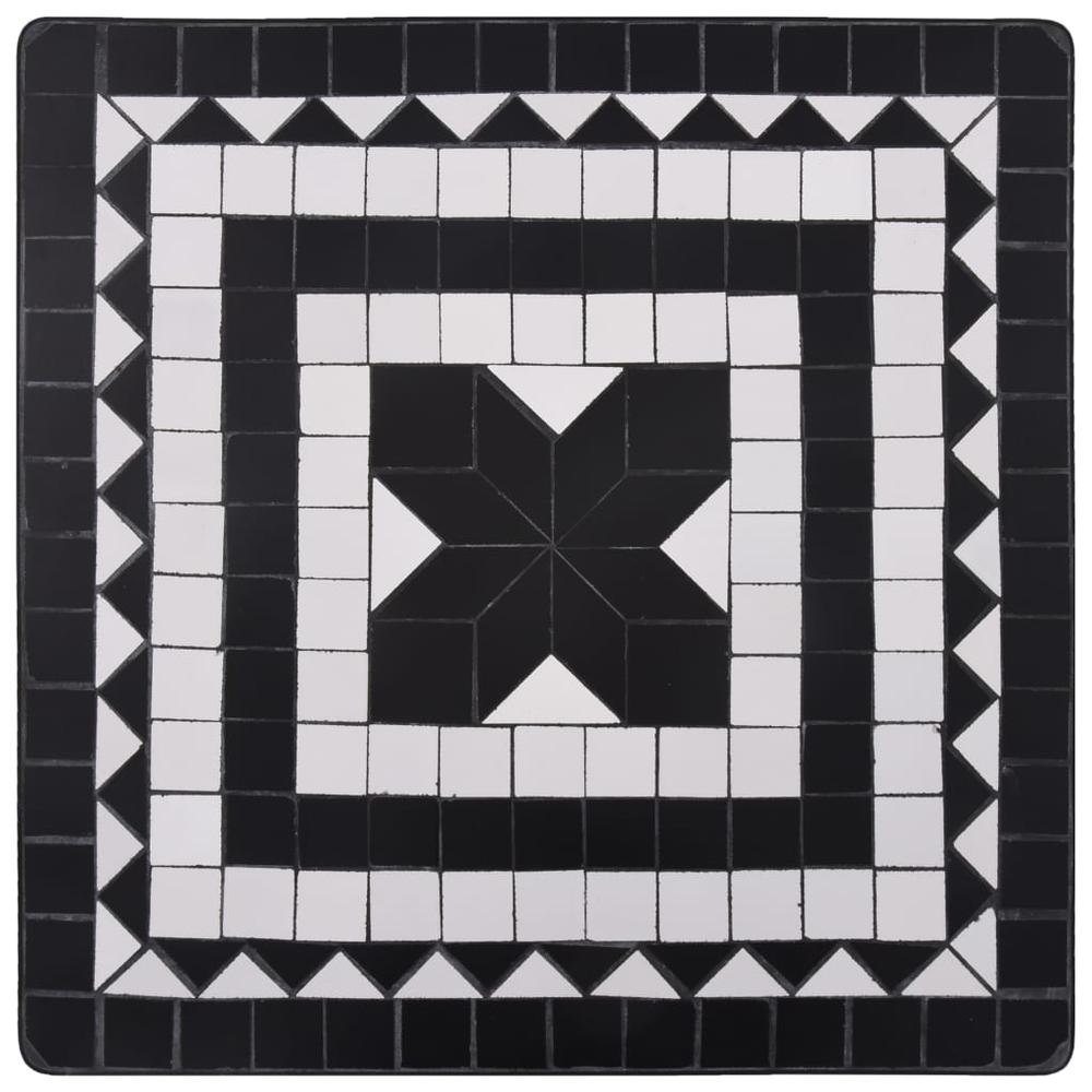 vidaXL 3 Piece Mosaic Bistro Set Ceramic Tile Black and White, 279414. Picture 4