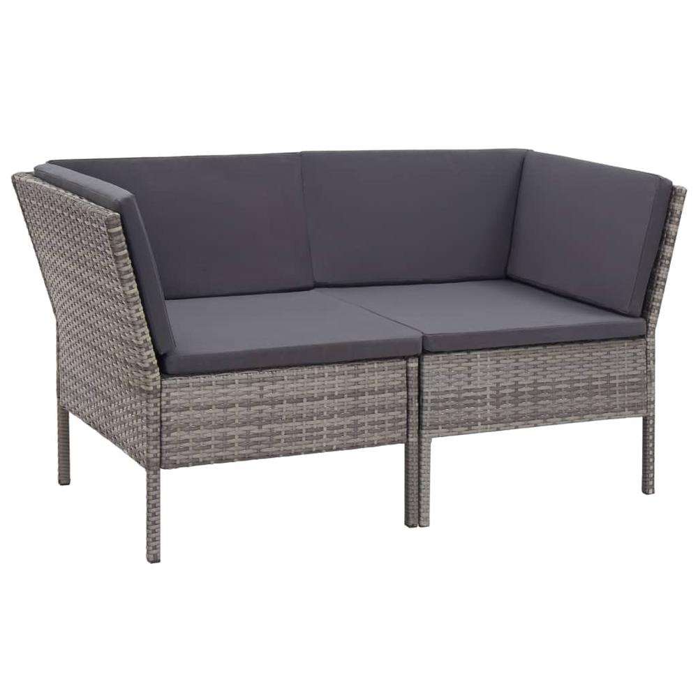 vidaXL 6 Piece Garden Lounge Set with Cushions Poly Rattan Gray, 48938. Picture 3