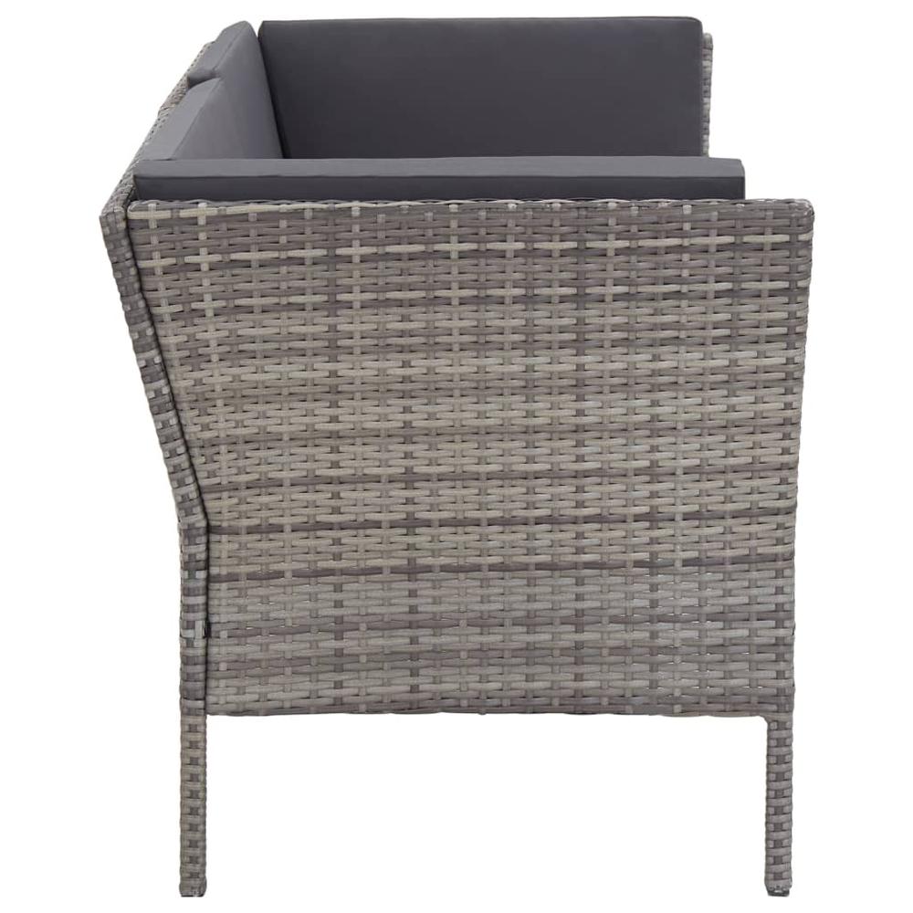 vidaXL 6 Piece Garden Lounge Set with Cushions Poly Rattan Gray, 48938. Picture 5