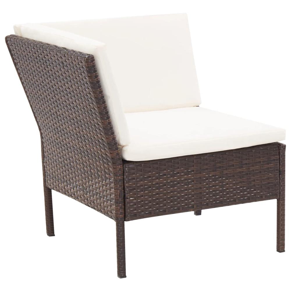 vidaXL 6 Piece Garden Lounge Set with Cushions Poly Rattan Brown, 48939. Picture 7