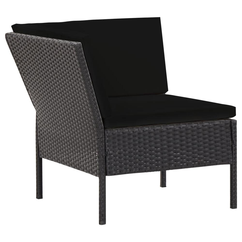 vidaXL 6 Piece Garden Lounge Set with Cushions Poly Rattan Black, 48941. Picture 7