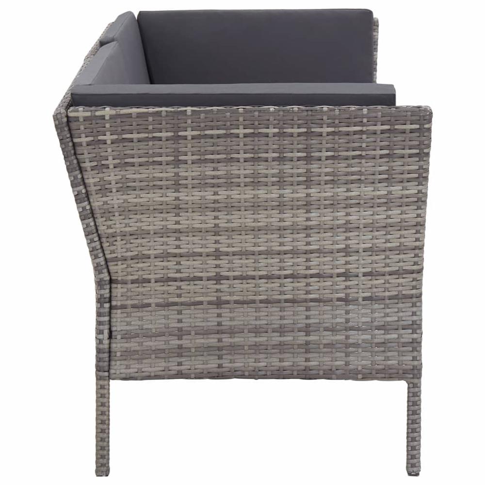 vidaXL 6 Piece Garden Lounge Set with Cushions Poly Rattan Gray, 48942. Picture 5