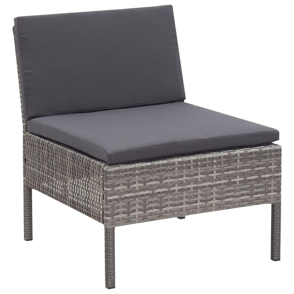 vidaXL 5 Piece Garden Sofa Set with Cushions Poly Rattan Gray, 48946. Picture 3