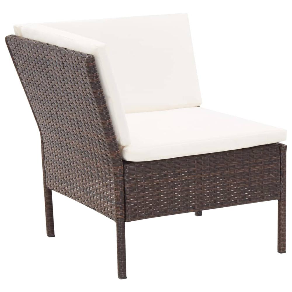vidaXL 6 Piece Garden Lounge Set with Cushions Poly Rattan Brown, 48947. Picture 7