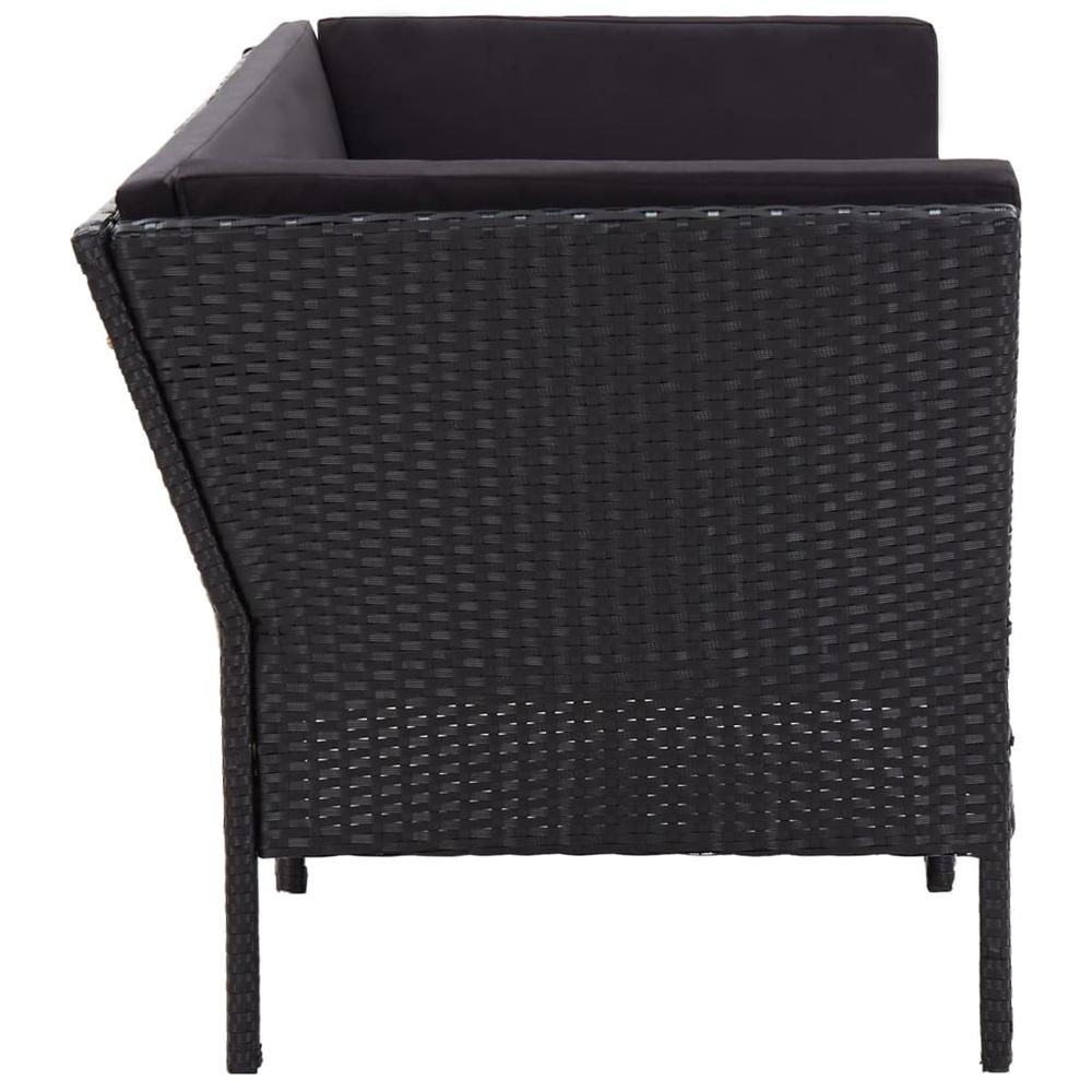 vidaXL 6 Piece Garden Lounge Set with Cushions Poly Rattan Black, 48949. Picture 6