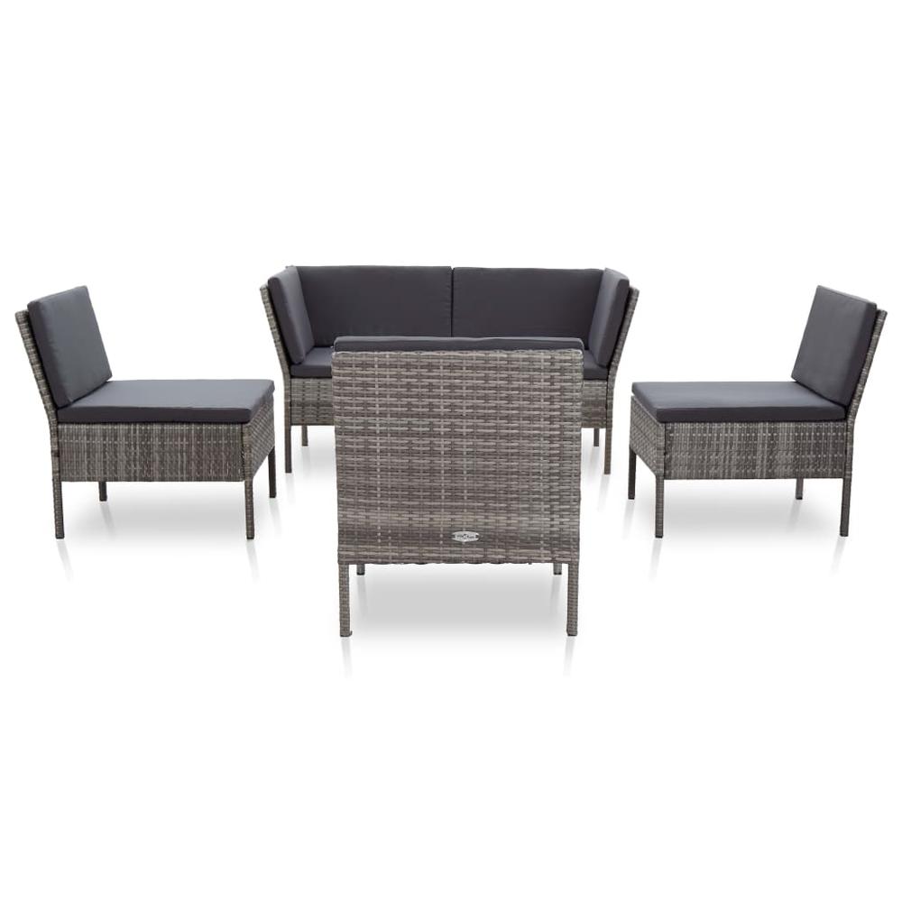 vidaXL 6 Piece Garden Lounge Set with Cushions Poly Rattan Gray, 48950. Picture 2