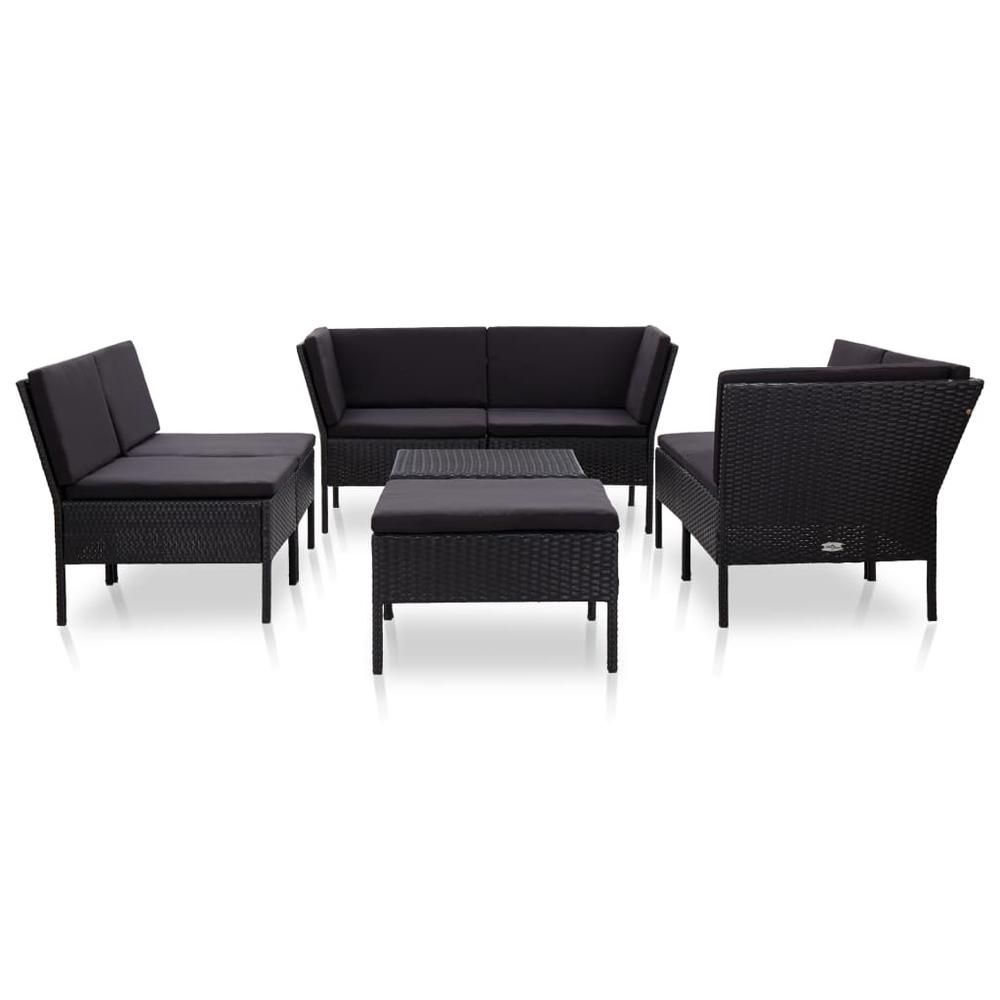 vidaXL 8 Piece Garden Lounge Set with Cushions Poly Rattan Black, 48953. Picture 2