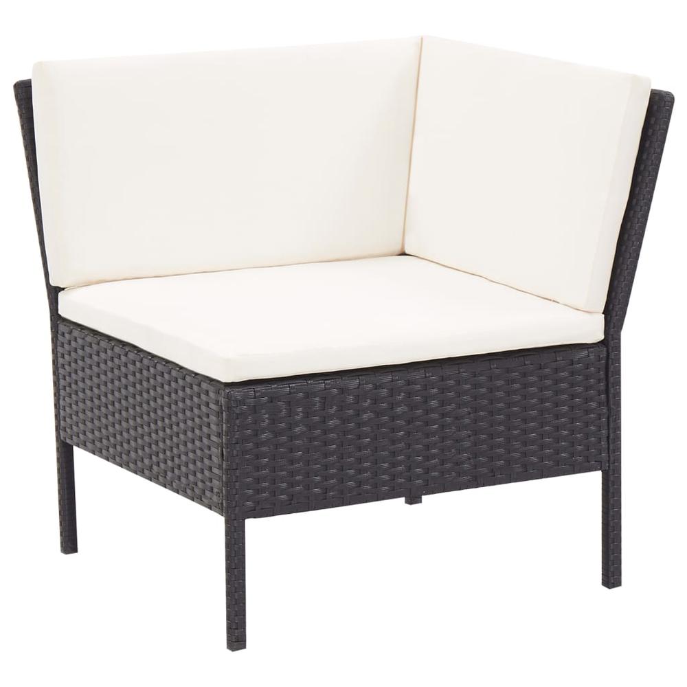 vidaXL 3 Piece Garden Lounge Set with Cushions Poly Rattan Black, 48960. Picture 3