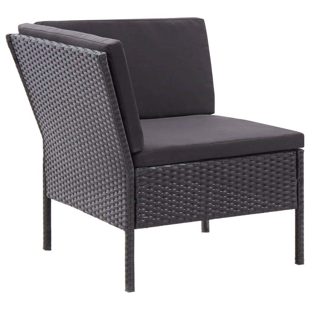 vidaXL 3 Piece Garden Lounge Set with Cushions Poly Rattan Black, 48961. Picture 6