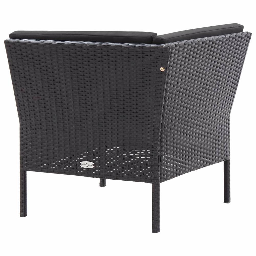 vidaXL 3 Piece Garden Lounge Set with Cushions Poly Rattan Black, 48961. Picture 7