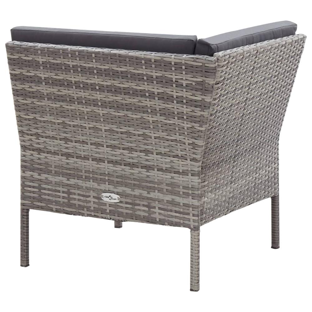 vidaXL 3 Piece Garden Lounge Set with Cushions Poly Rattan Gray, 48962. Picture 6
