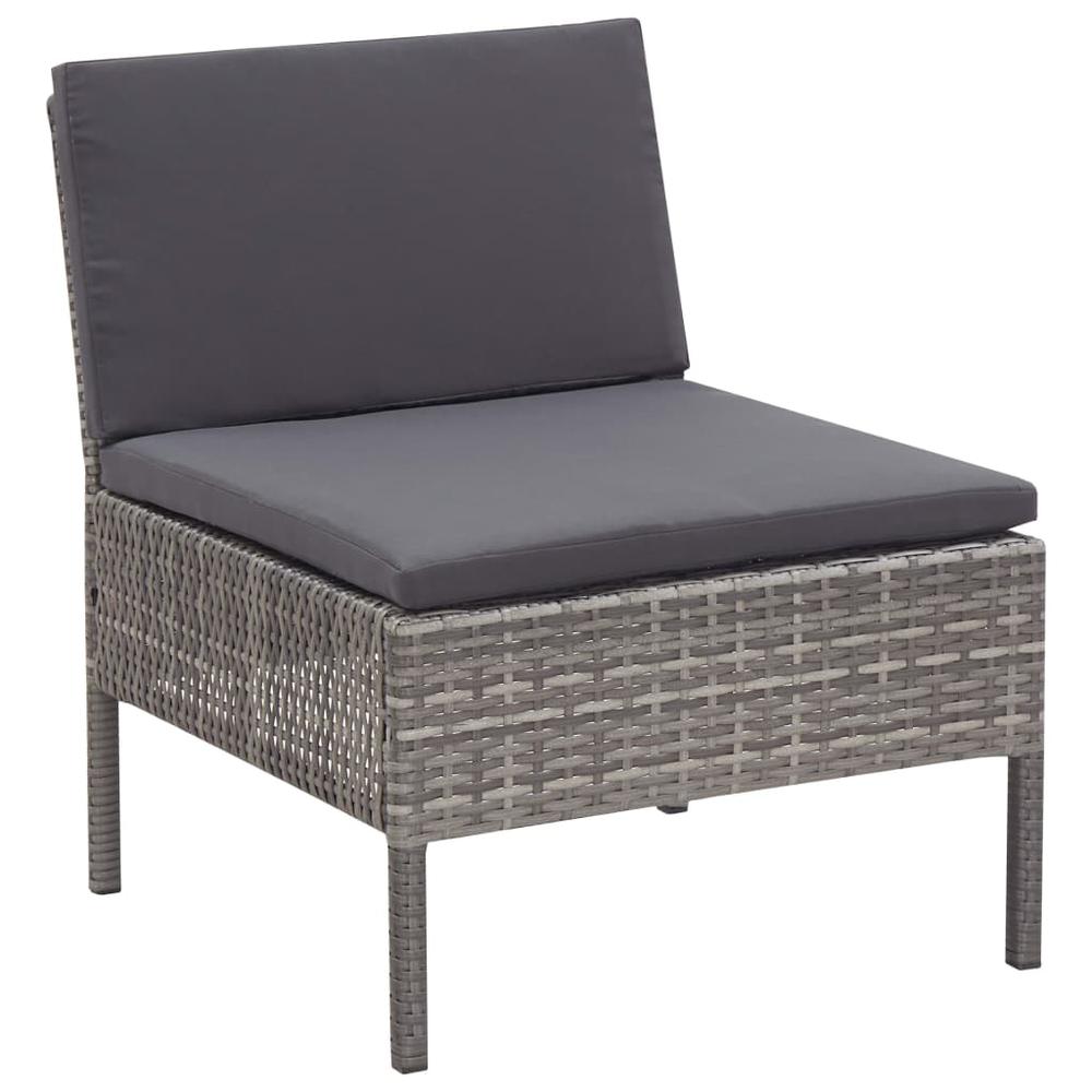 vidaXL 3 Piece Garden Lounge Set with Cushions Poly Rattan Gray, 48962. Picture 7