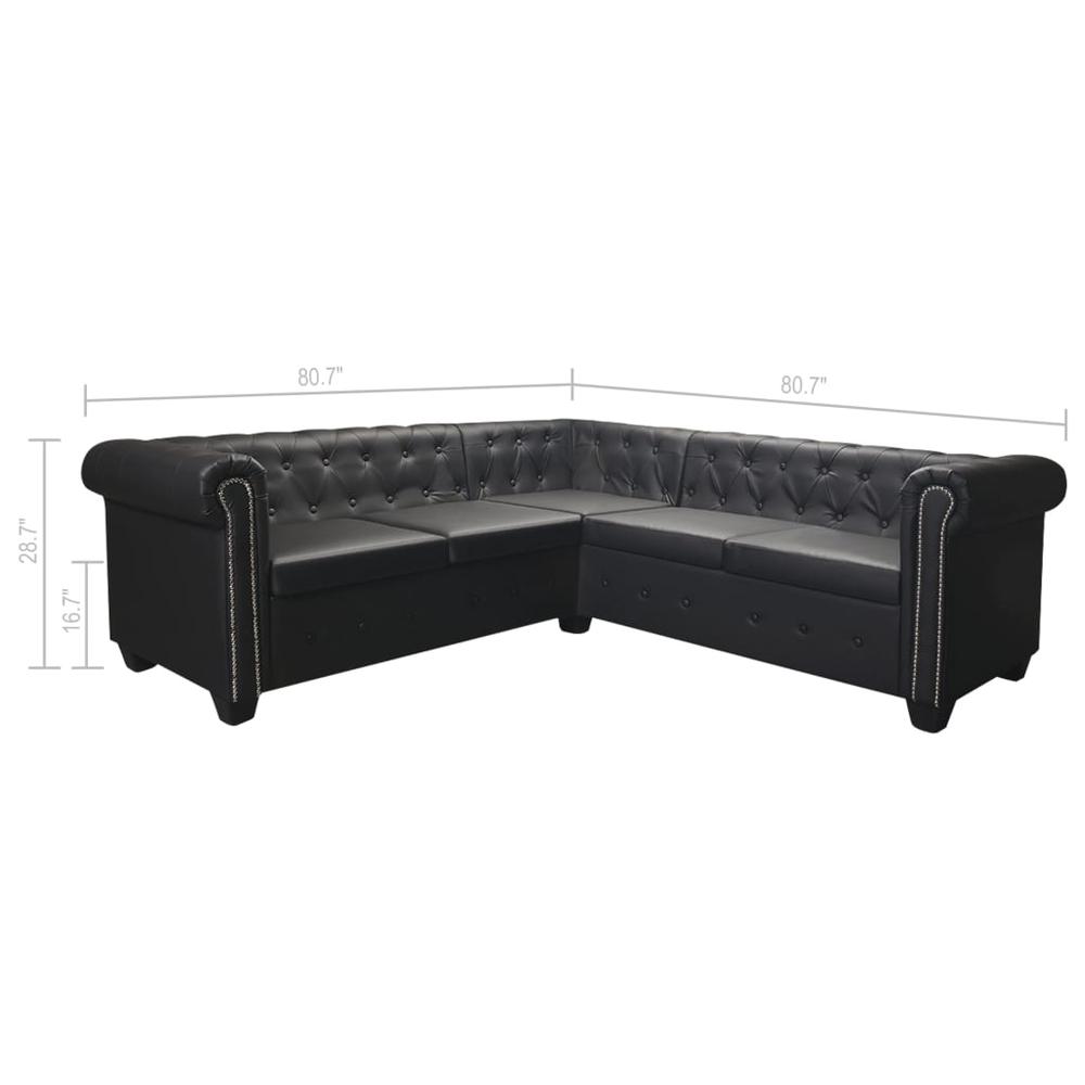 vidaXL Chesterfield Corner Sofa 5-Seater Black Faux Leather, 287913. Picture 7