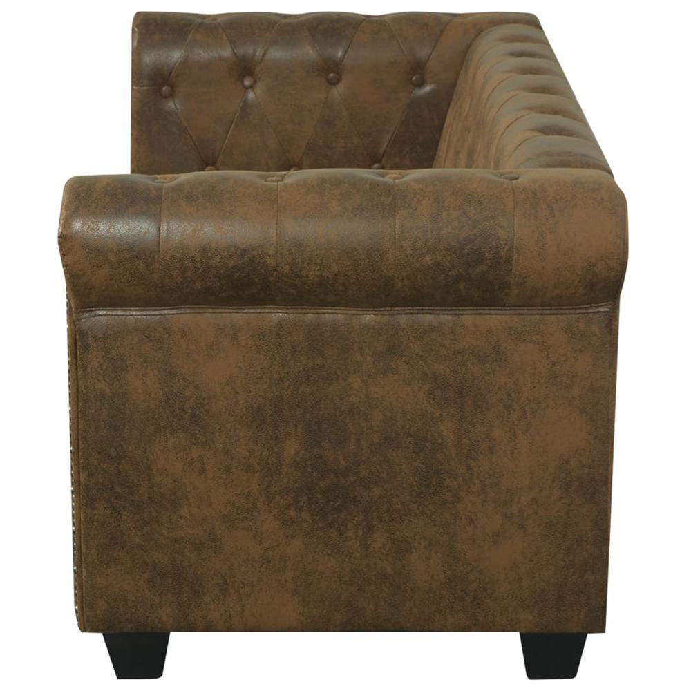 vidaXL Chesterfield Sofa 2-Seater Brown Faux Leather, 287918. Picture 4