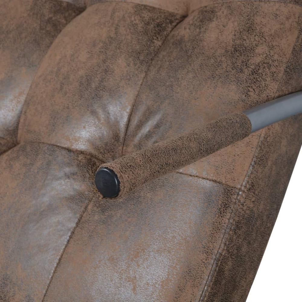 vidaXL Chaise Longue with Pillow Brown Suede Look Fabric, 287920. Picture 4