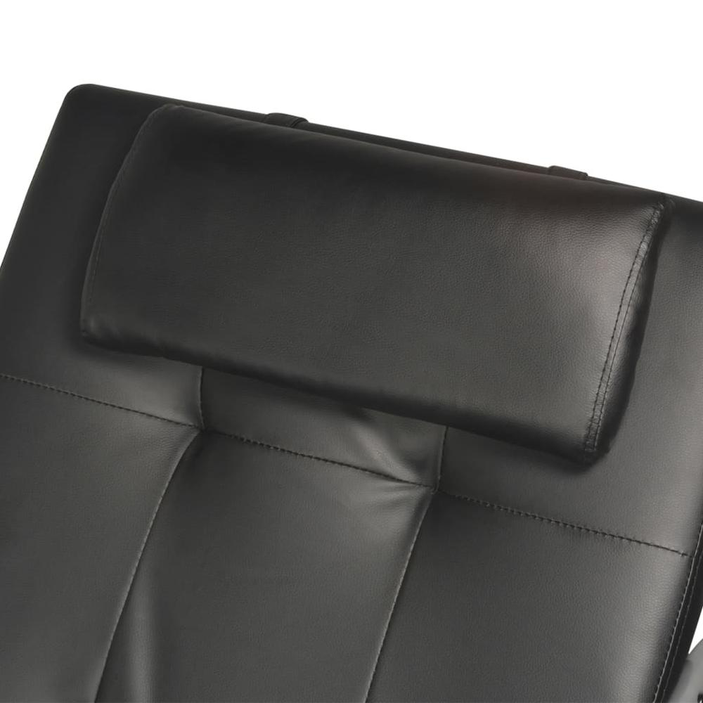 vidaXL Chaise Longue with Pillow Black Faux Leather, 287921. Picture 5