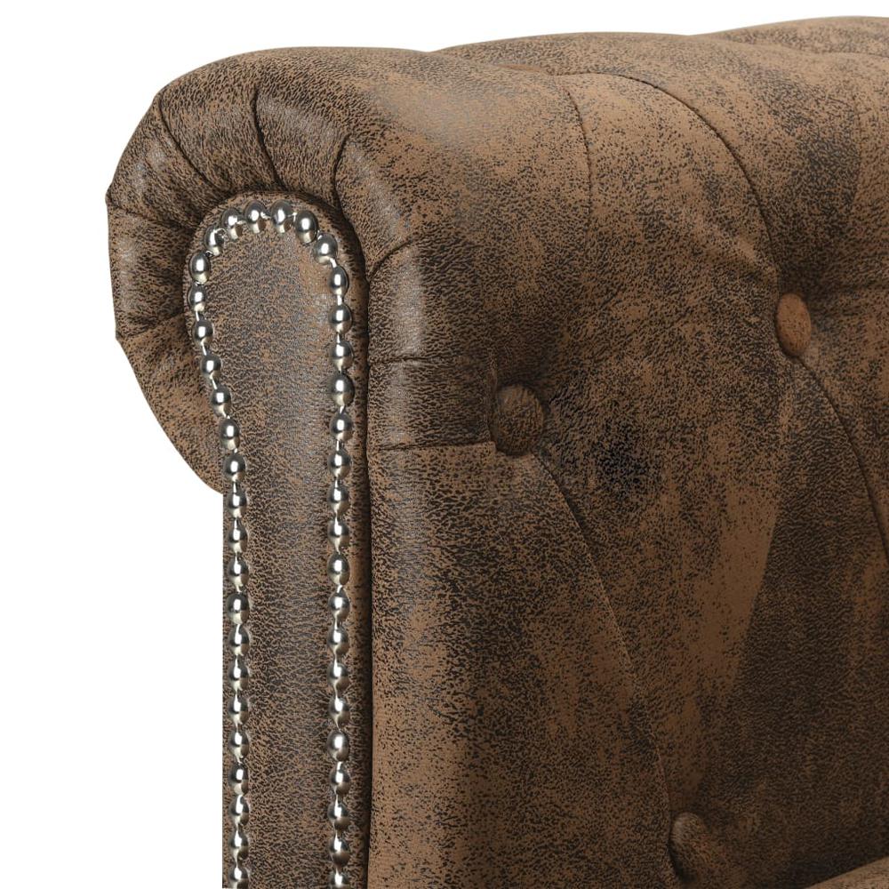 vidaXL L-shaped Chesterfield Sofa Artificial Leather Brown, 287925. Picture 5