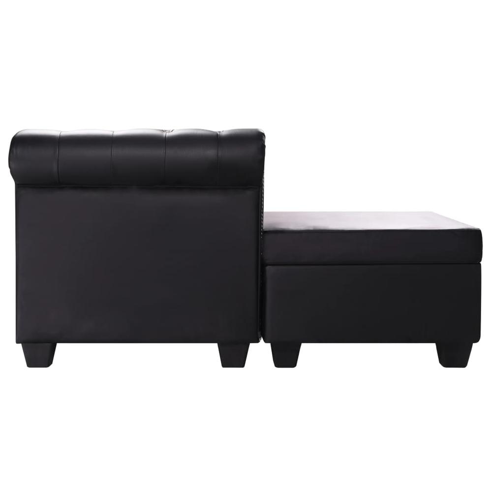 vidaXL L-shaped Chesterfield Sofa Artificial Leather Black, 287926. Picture 3