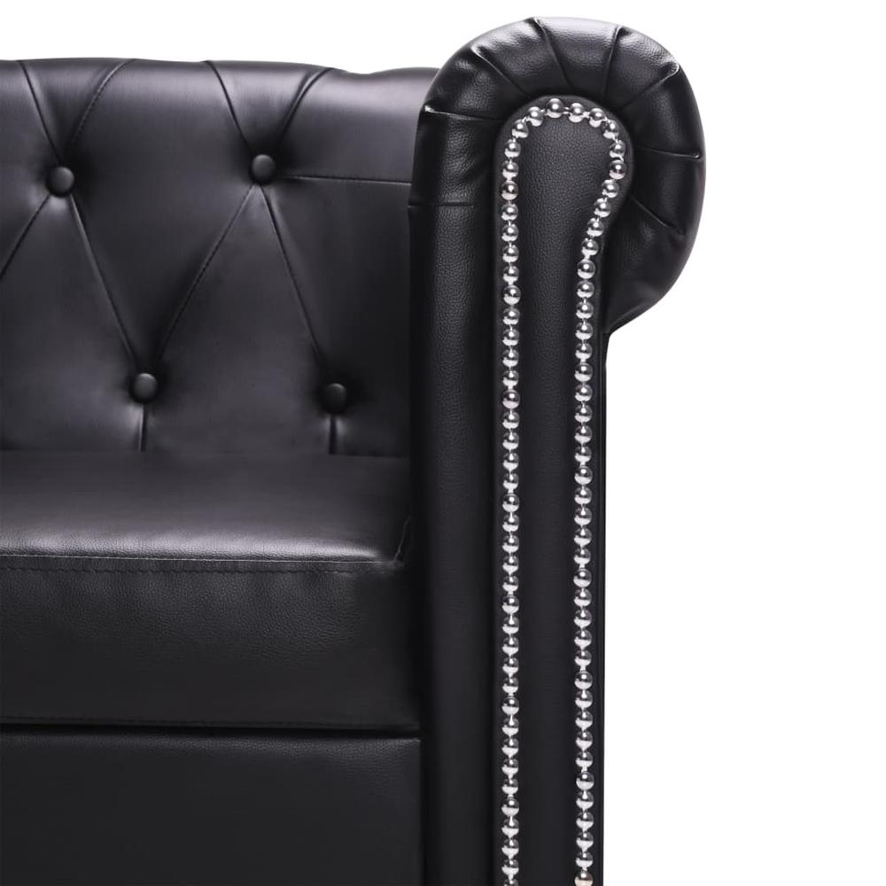 vidaXL L-shaped Chesterfield Sofa Artificial Leather Black, 287926. Picture 4