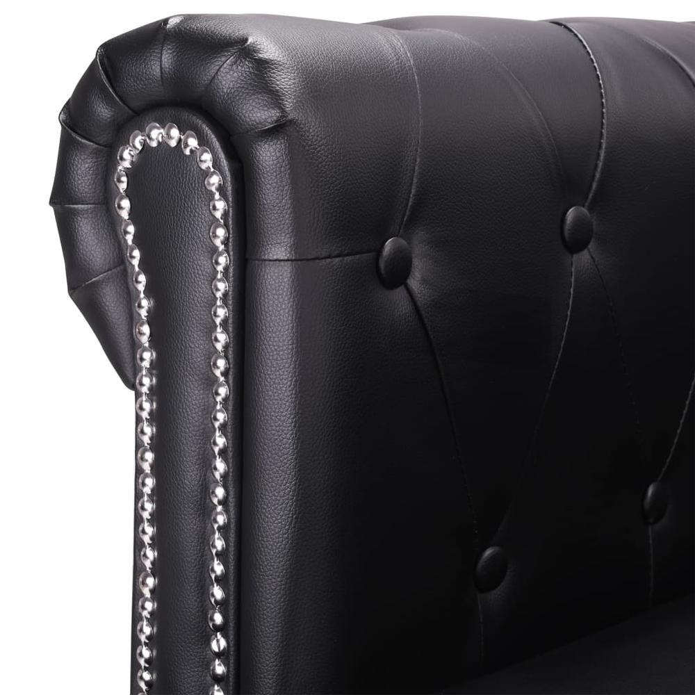 vidaXL L-shaped Chesterfield Sofa Artificial Leather Black, 287926. Picture 5