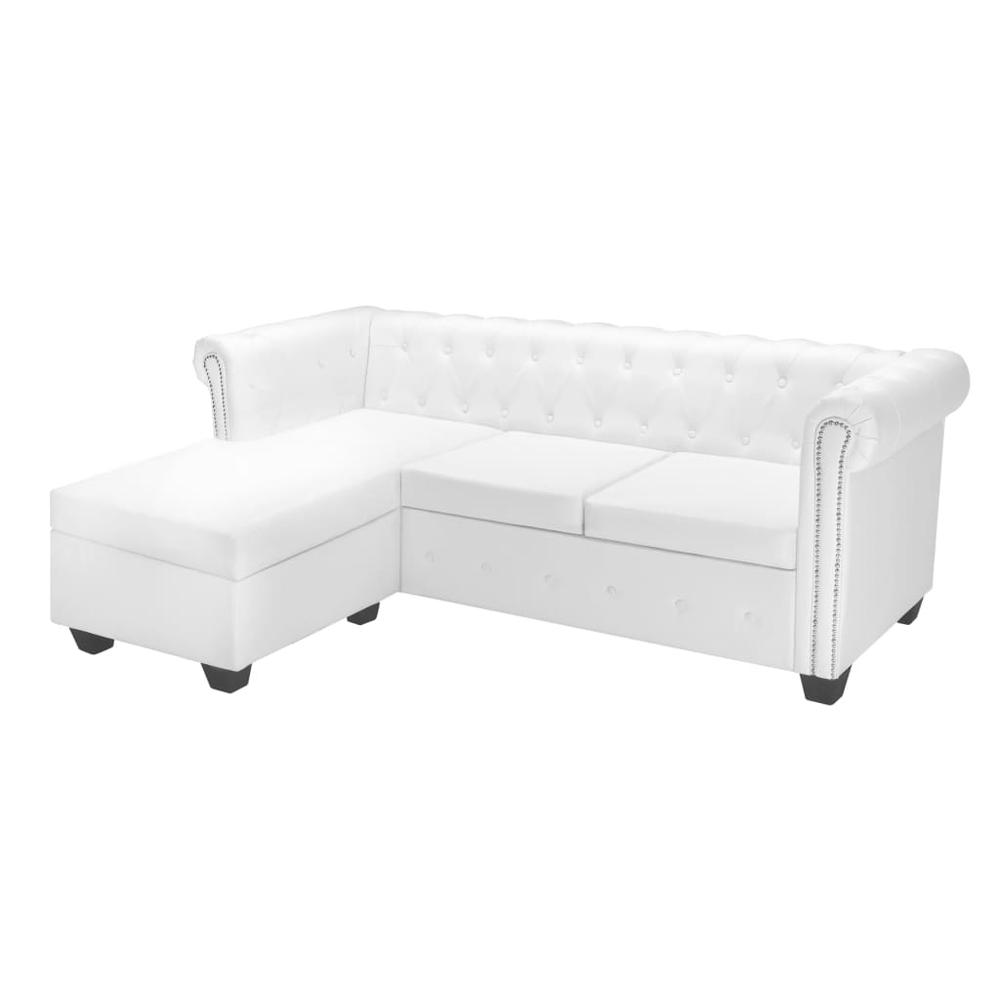 vidaXL L-shaped Chesterfield Sofa Artificial Leather White, 287927. The main picture.