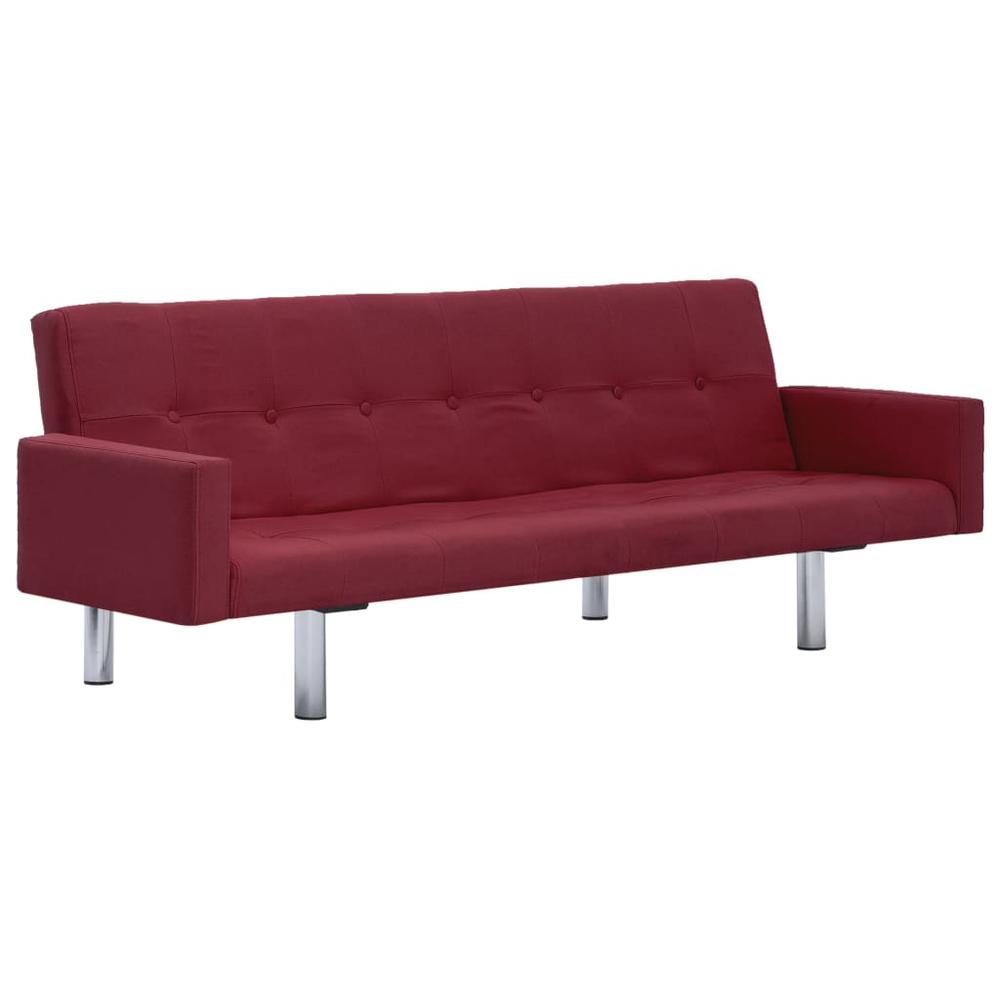 vidaXL Sofa Bed with Armrest Wine Red Fabric, 287929. Picture 2