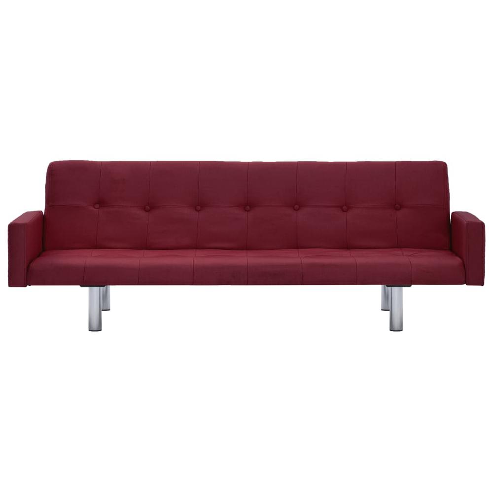 vidaXL Sofa Bed with Armrest Wine Red Fabric, 287929. Picture 5