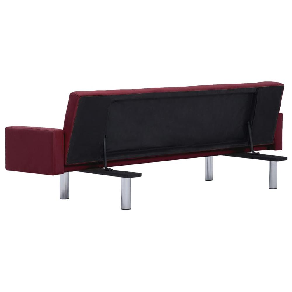 vidaXL Sofa Bed with Armrest Wine Red Fabric, 287929. Picture 6