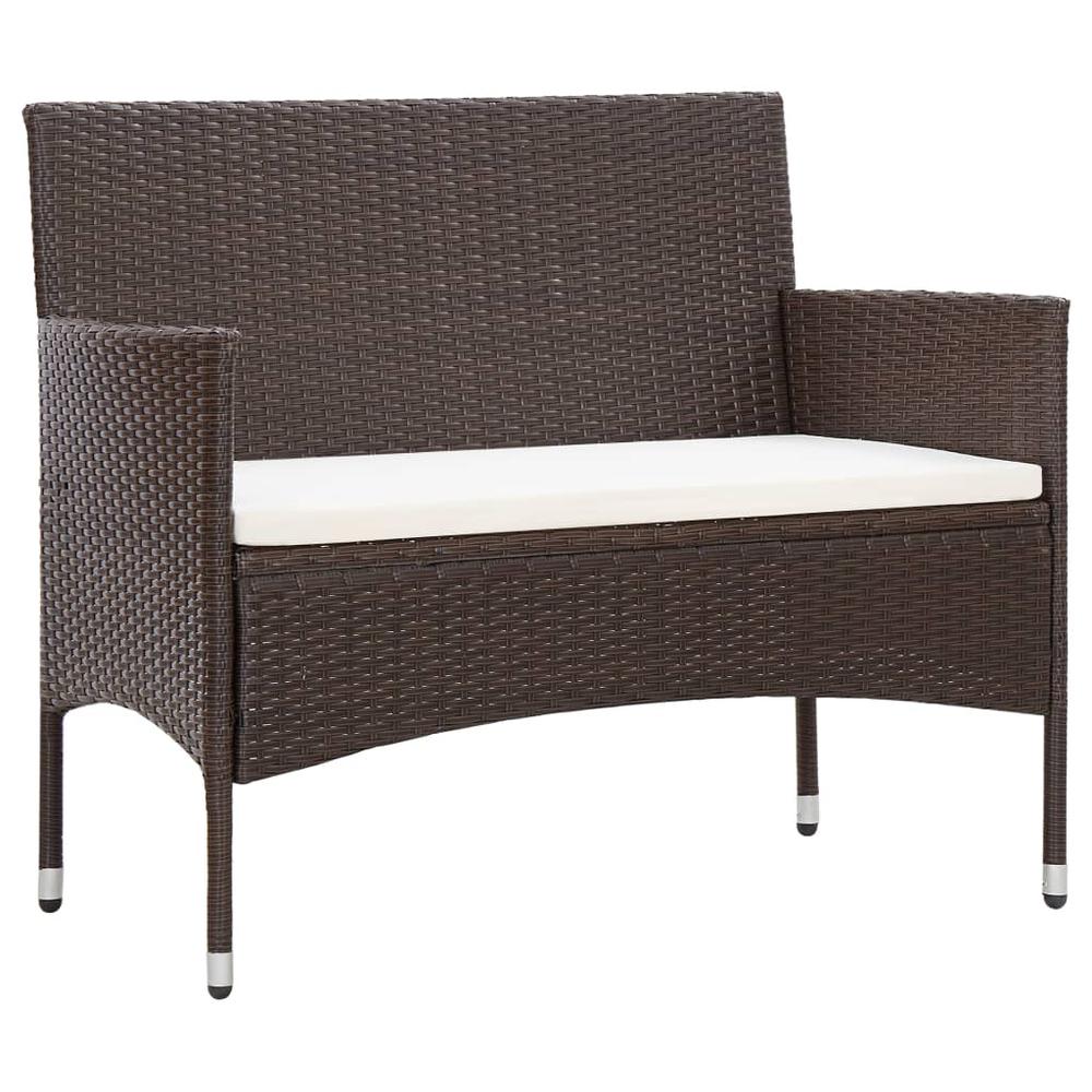 vidaXL 4 Piece Garden Lounge Set with Cushions Poly Rattan Brown, 45811. Picture 2