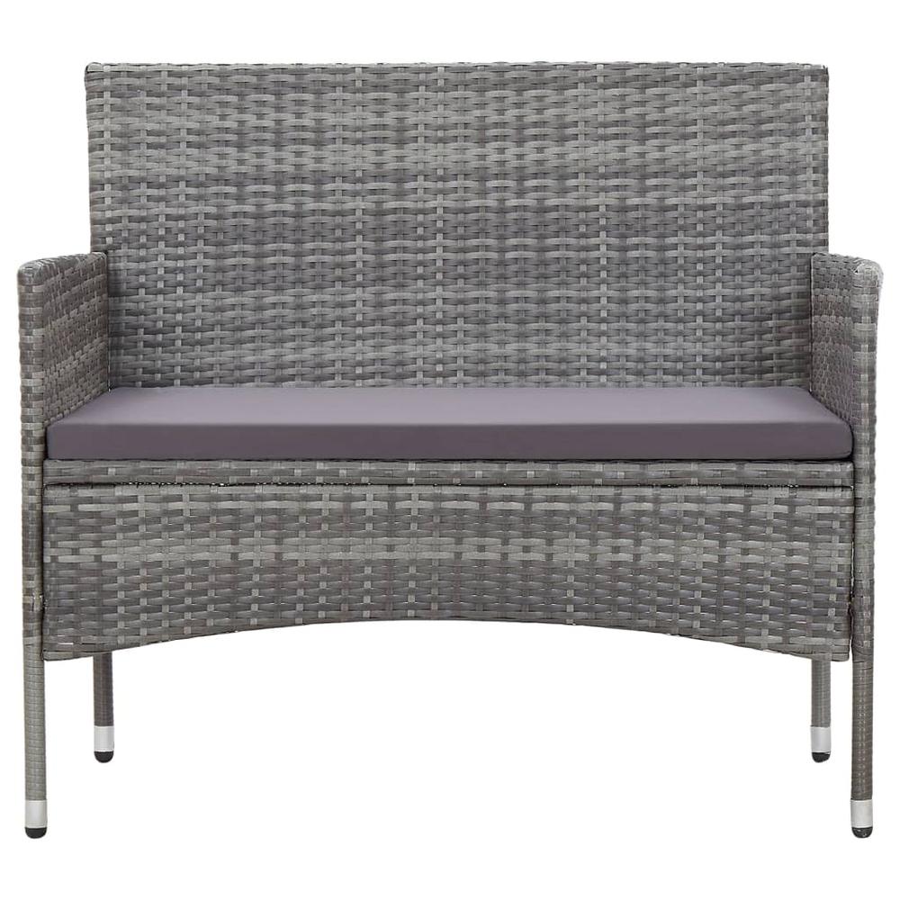 vidaXL 4 Piece Garden Lounge Set with Cushions Poly Rattan Gray, 45812. Picture 3